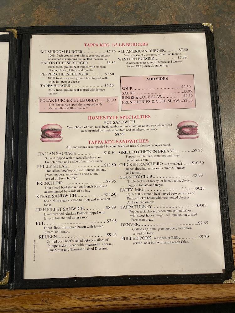 Tappa Keg Inn Menu image 2